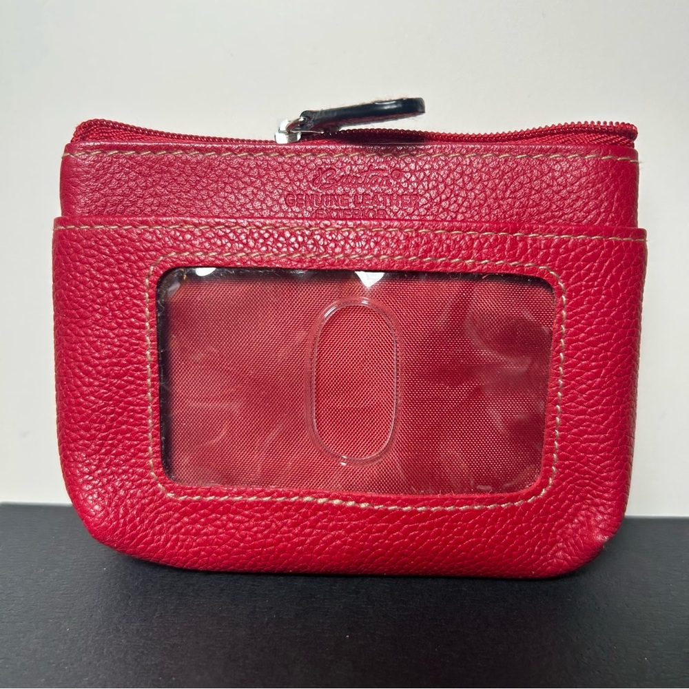 Buxton Red Genuine Leather Wallet with Key Ring and Wide ID Slot NWOT - Picture 3 of 11